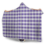 Purple And White Gingham Pattern Print Hooded Blanket