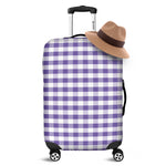 Purple And White Gingham Pattern Print Luggage Cover