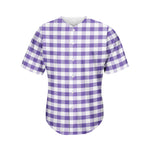 Purple And White Gingham Pattern Print Men's Baseball Jersey