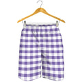 Purple And White Gingham Pattern Print Men's Shorts
