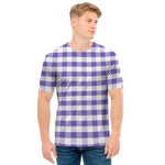 Purple And White Gingham Pattern Print Men's T-Shirt