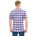 Purple And White Gingham Pattern Print Men's T-Shirt