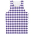 Purple And White Gingham Pattern Print Men's Tank Top