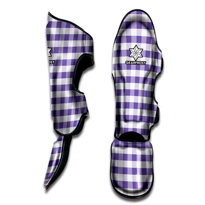Purple And White Gingham Pattern Print Muay Thai Shin Guard