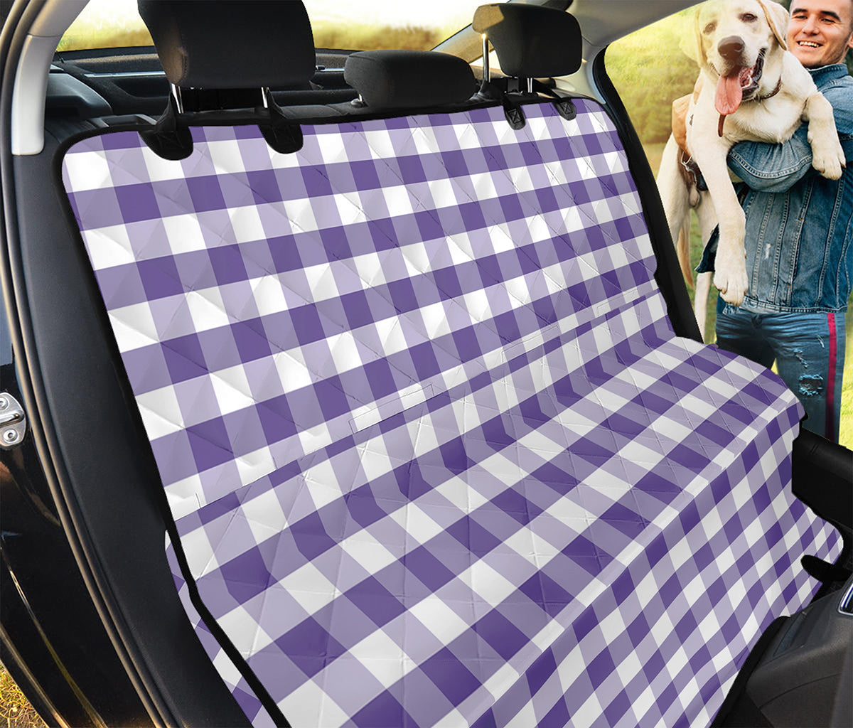 Purple And White Gingham Pattern Print Pet Car Back Seat Cover