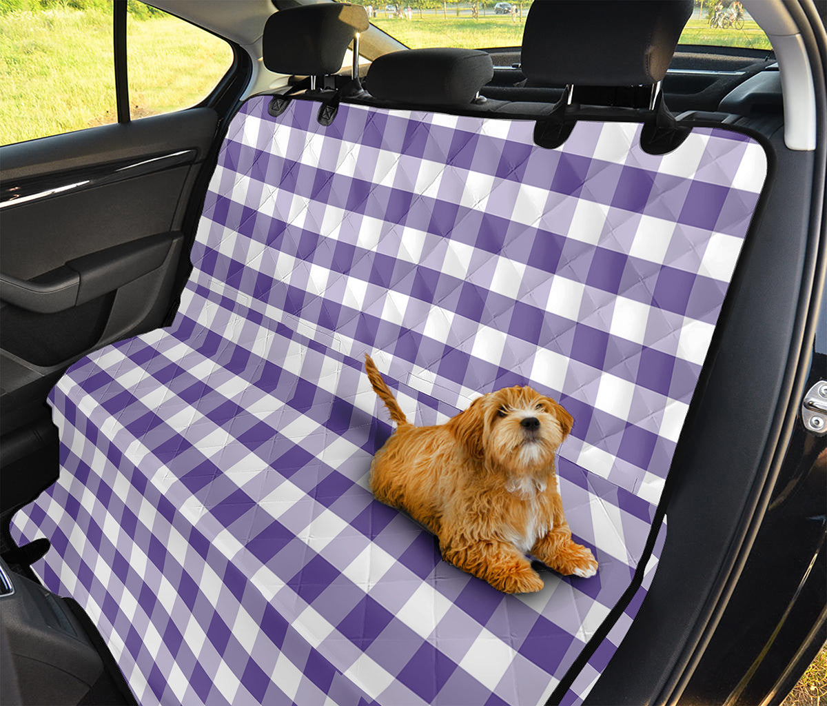 Purple And White Gingham Pattern Print Pet Car Back Seat Cover