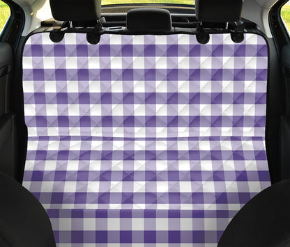 Purple And White Gingham Pattern Print Pet Car Back Seat Cover