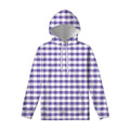 Purple And White Gingham Pattern Print Pullover Hoodie