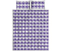 Purple And White Gingham Pattern Print Quilt Bed Set