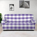 Purple And White Gingham Pattern Print Sofa Cover