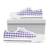 Purple And White Gingham Pattern Print White Low Top Shoes