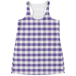 Purple And White Gingham Pattern Print Women's Racerback Tank Top