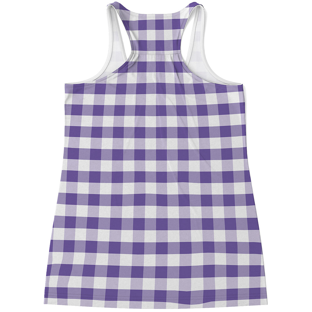 Purple And White Gingham Pattern Print Women's Racerback Tank Top