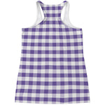 Purple And White Gingham Pattern Print Women's Racerback Tank Top