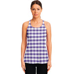 Purple And White Gingham Pattern Print Women's Racerback Tank Top