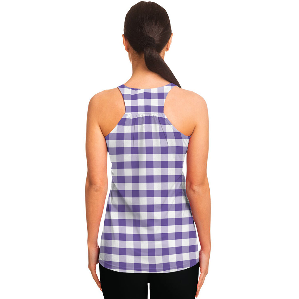 Purple And White Gingham Pattern Print Women's Racerback Tank Top