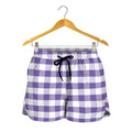 Purple And White Gingham Pattern Print Women's Shorts