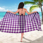 Purple And White Houndstooth Print Beach Sarong Wrap