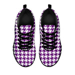 Purple And White Houndstooth Print Black Sneakers