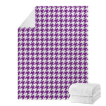 Purple And White Houndstooth Print Blanket