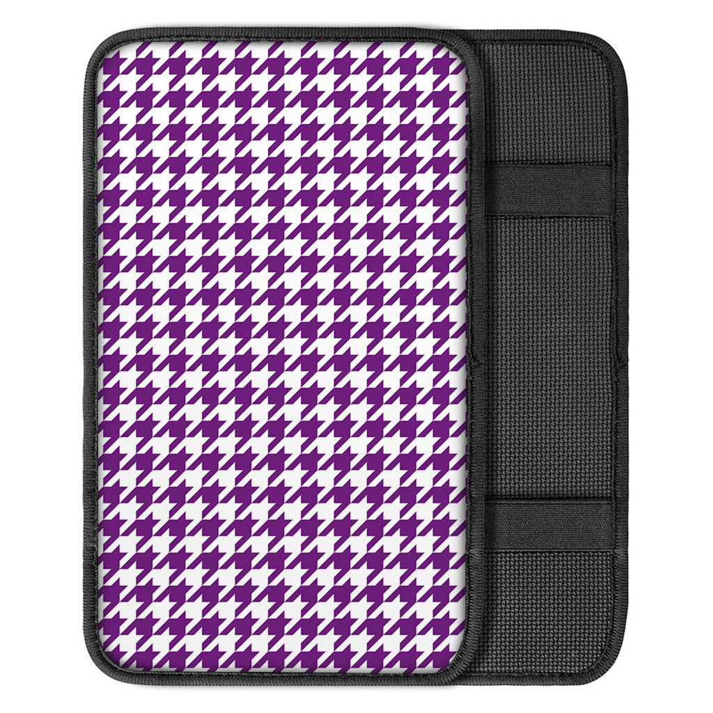 Purple And White Houndstooth Print Car Center Console Cover