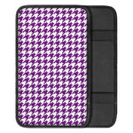 Purple And White Houndstooth Print Car Center Console Cover