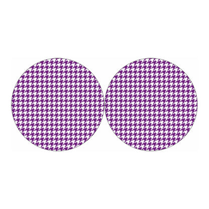 Purple And White Houndstooth Print Car Coasters
