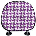 Purple And White Houndstooth Print Car Headrest Covers