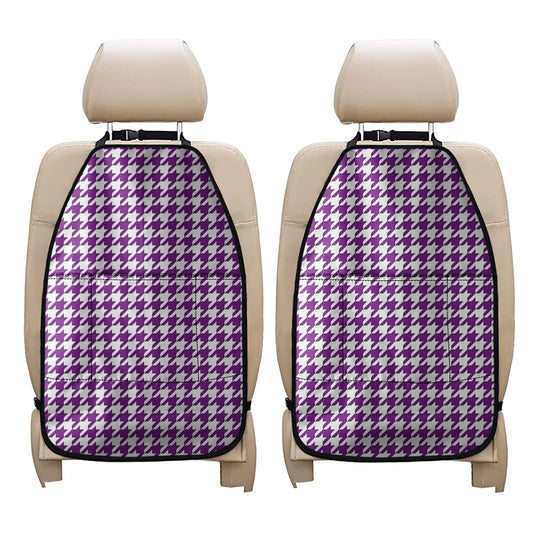 Purple And White Houndstooth Print Car Seat Organizers