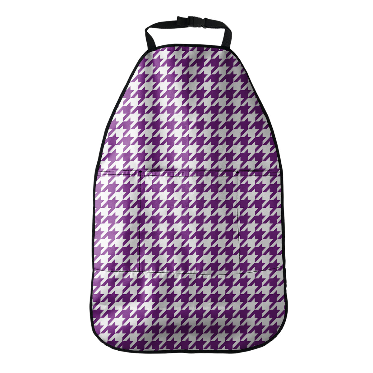 Purple And White Houndstooth Print Car Seat Organizers