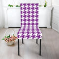 Purple And White Houndstooth Print Dining Chair Slipcover