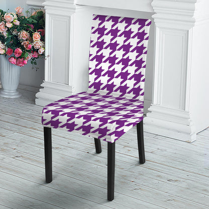 Purple And White Houndstooth Print Dining Chair Slipcover