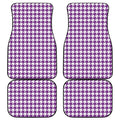 Purple And White Houndstooth Print Front and Back Car Floor Mats