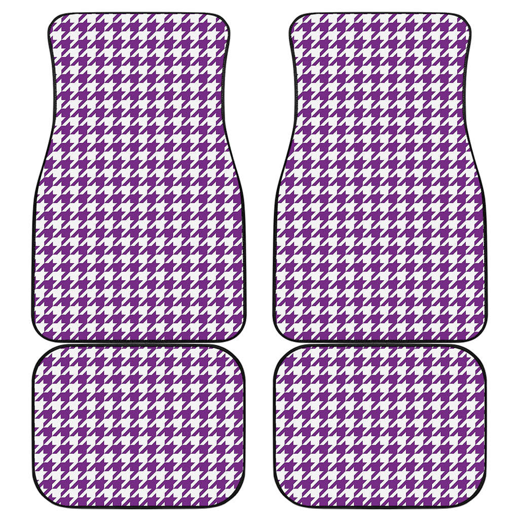 Purple And White Houndstooth Print Front and Back Car Floor Mats