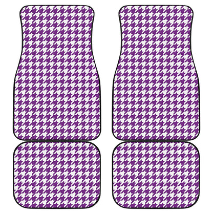 Purple And White Houndstooth Print Front and Back Car Floor Mats