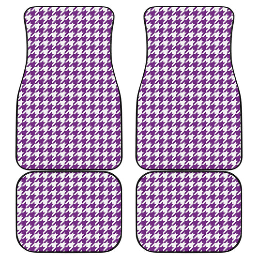 Purple And White Houndstooth Print Front and Back Car Floor Mats