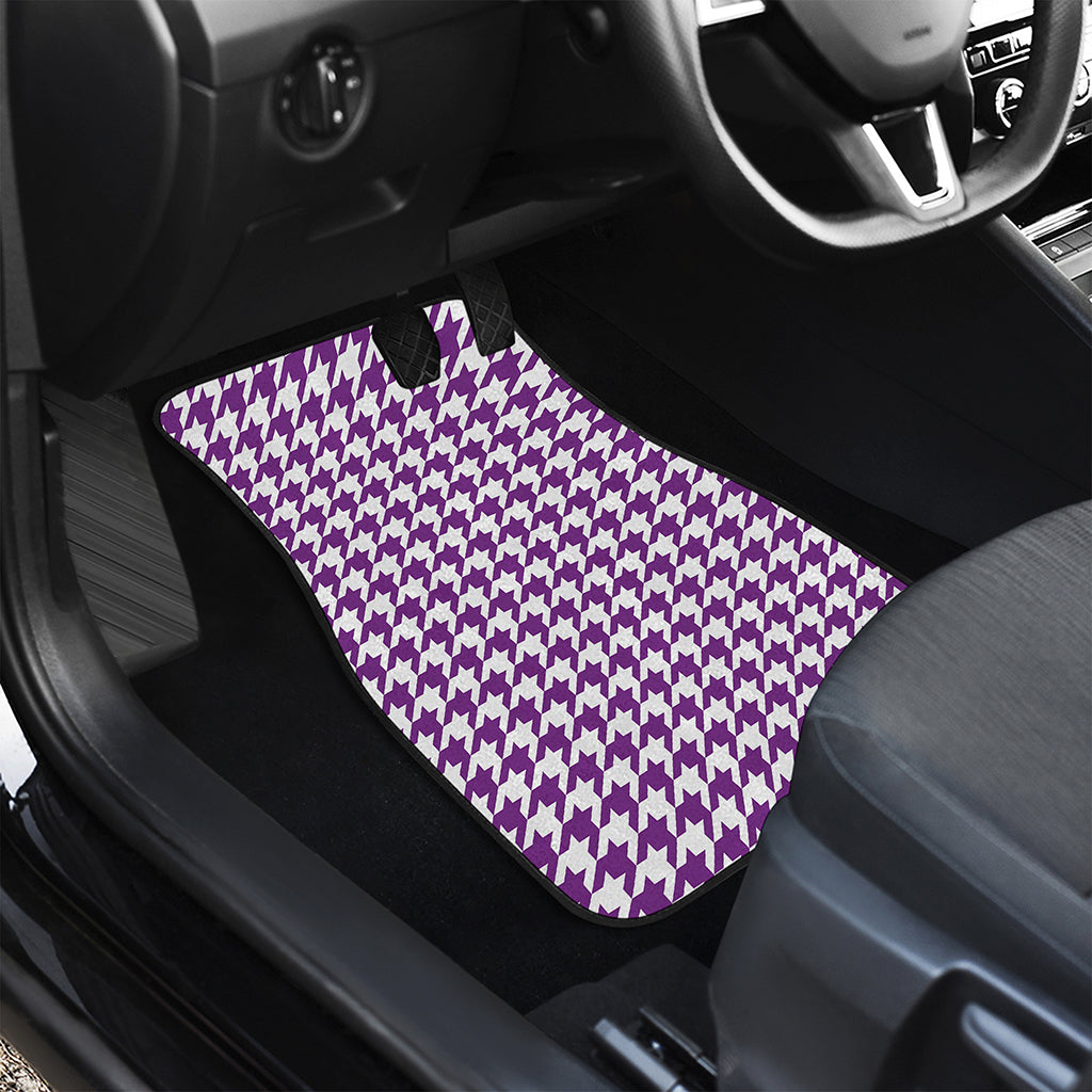 Purple And White Houndstooth Print Front and Back Car Floor Mats