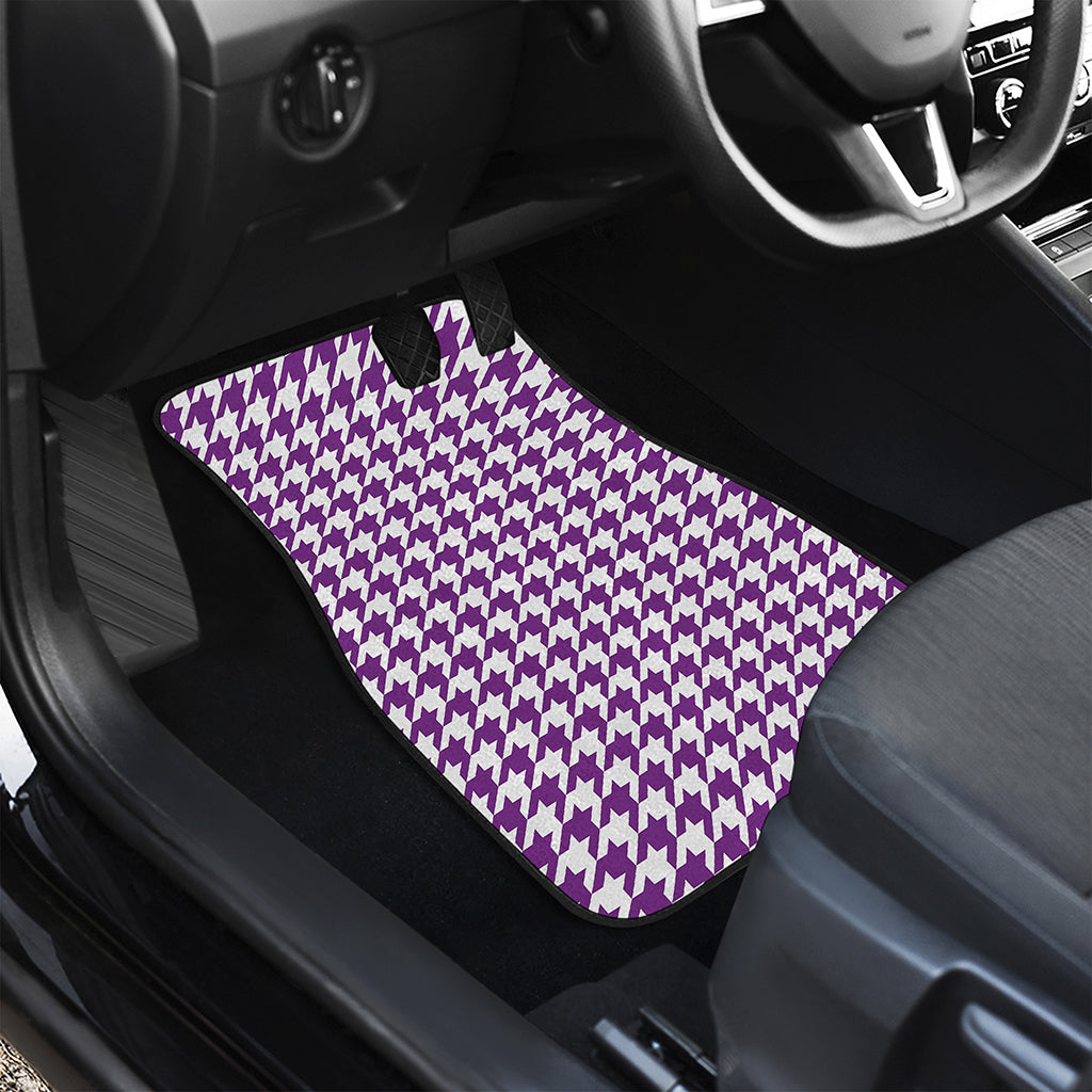 Purple And White Houndstooth Print Front Car Floor Mats