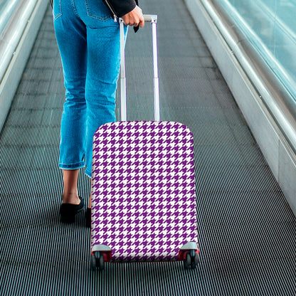 Purple And White Houndstooth Print Luggage Cover