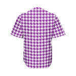 Purple And White Houndstooth Print Men's Baseball Jersey