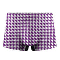 Purple And White Houndstooth Print Men's Boxer Briefs