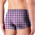 Purple And White Houndstooth Print Men's Boxer Briefs