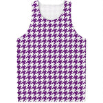 Purple And White Houndstooth Print Men's Tank Top