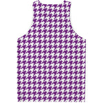 Purple And White Houndstooth Print Men's Tank Top