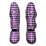Purple And White Houndstooth Print Muay Thai Shin Guard