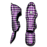 Purple And White Houndstooth Print Muay Thai Shin Guard