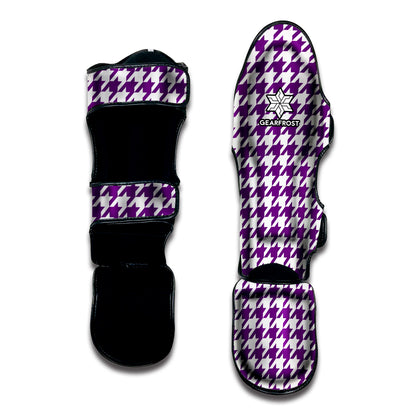 Purple And White Houndstooth Print Muay Thai Shin Guard