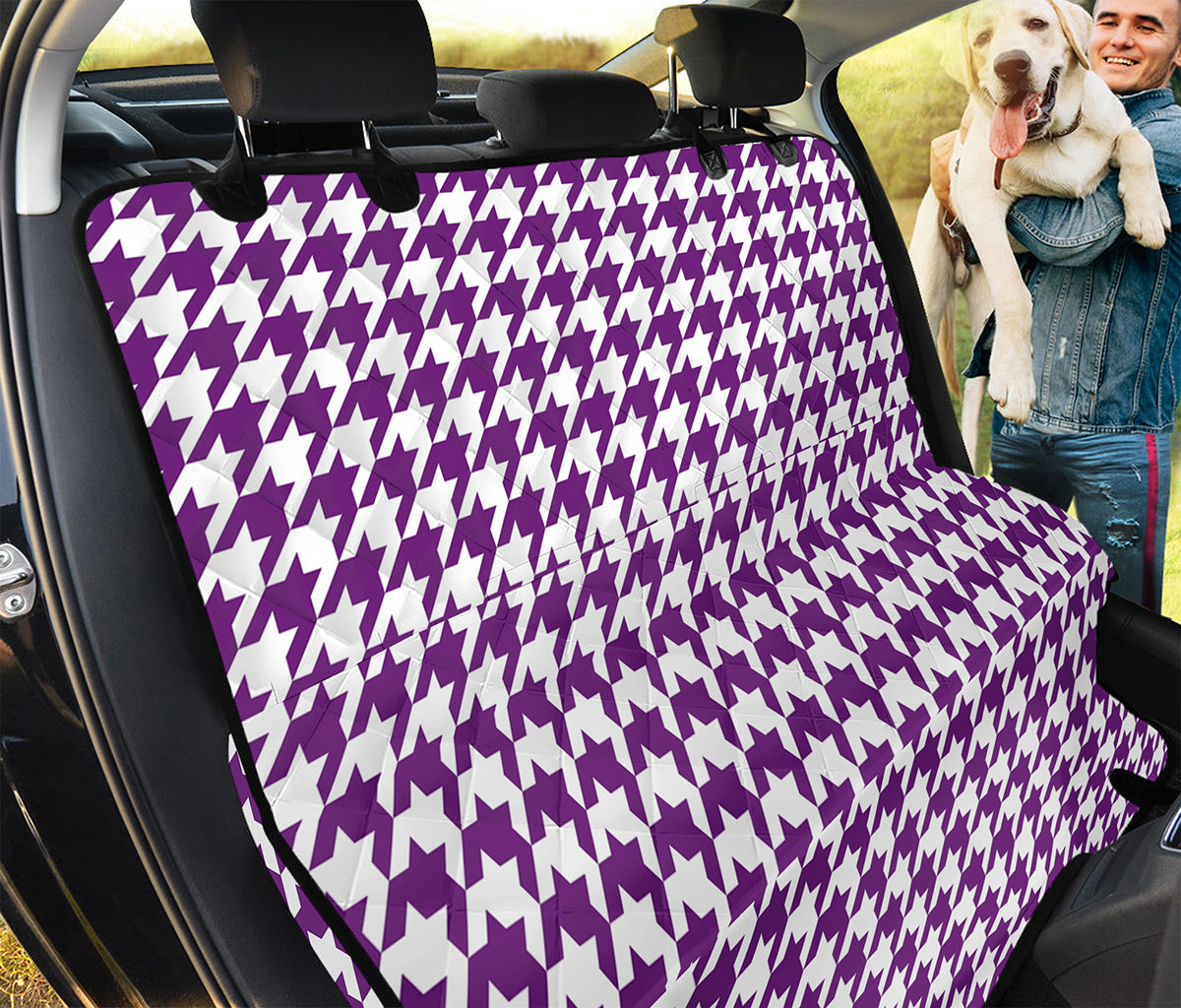 Purple And White Houndstooth Print Pet Car Back Seat Cover