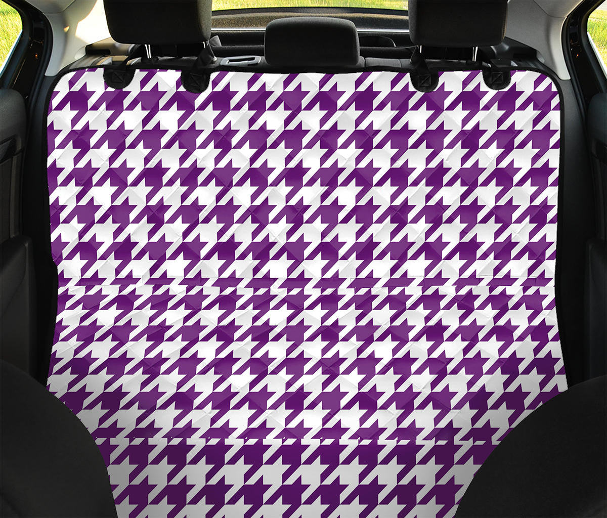 Purple And White Houndstooth Print Pet Car Back Seat Cover