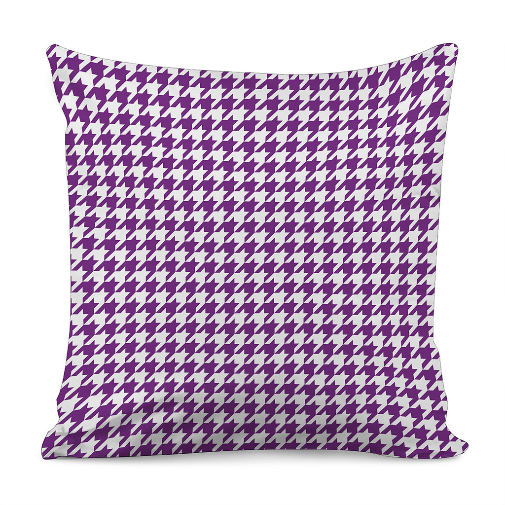 Purple And White Houndstooth Print Pillow Cover